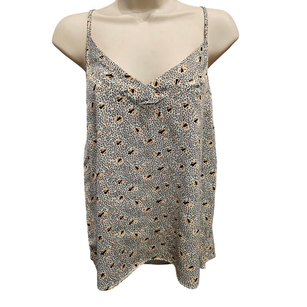 Floreat Anthropologie size S floral tank summer viscose EUC blue v neck casual